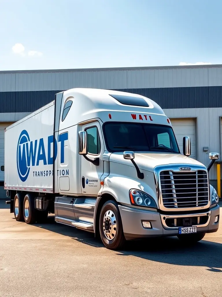 A dedicated truck with WADT Transportation branding, highlighting the personalized service and commitment to specific client needs.